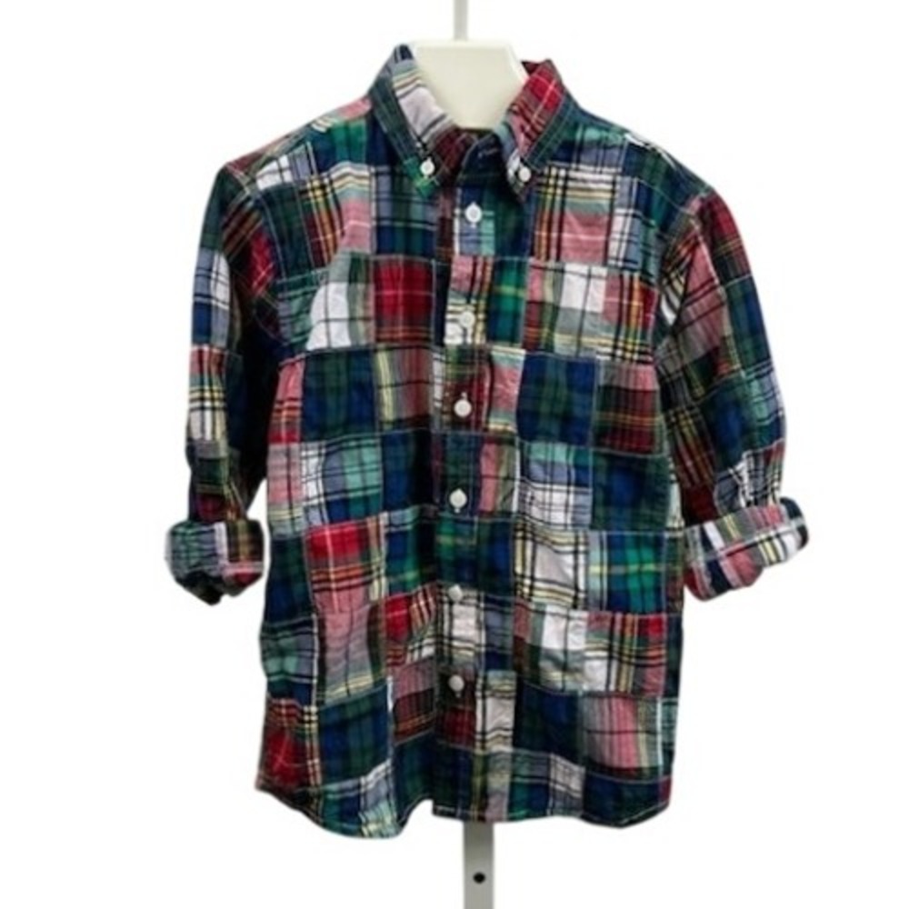Gymboree Plaid‎ Button Down Shirt Kids Size Medium 7 8 100% Cotton Blend
